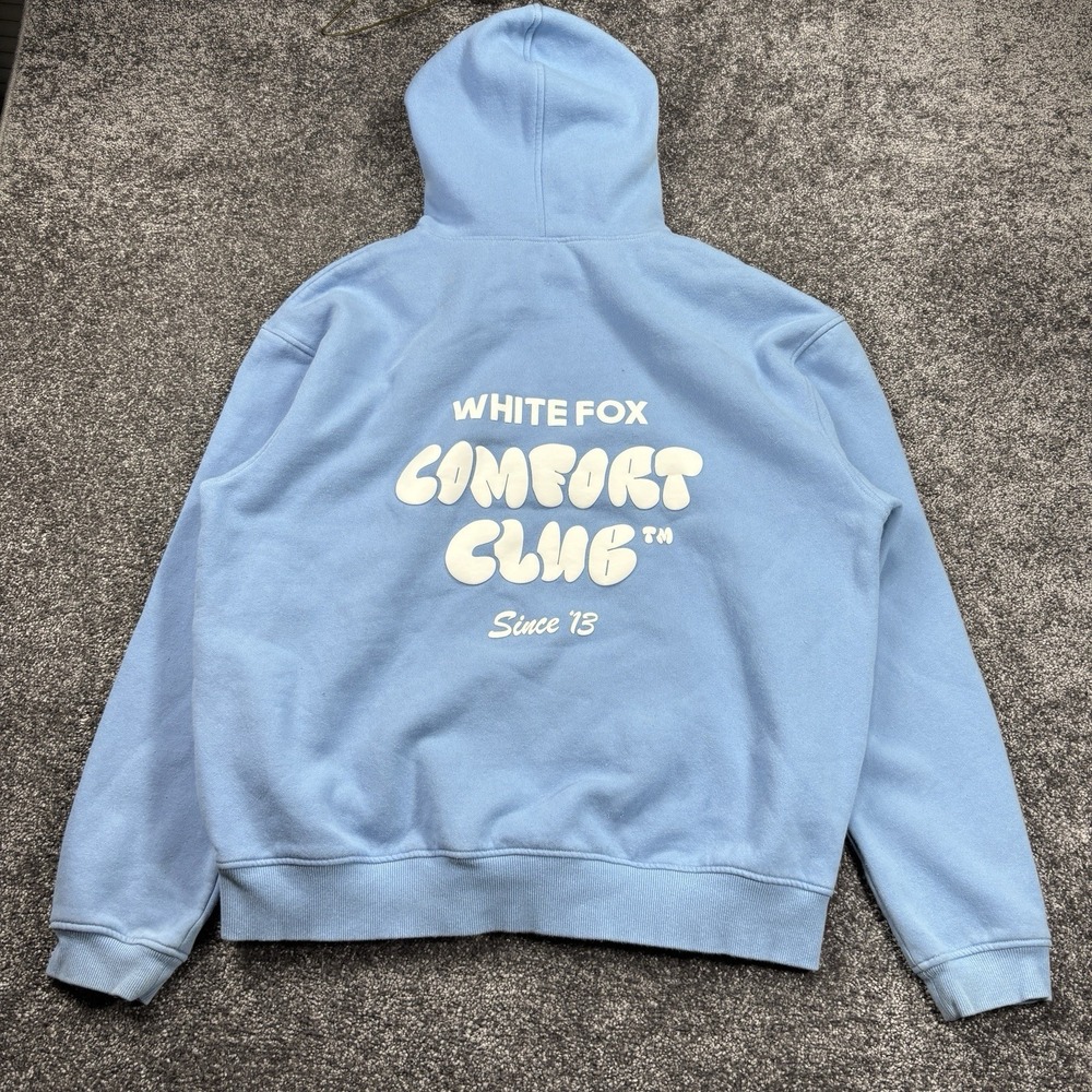 White Fox Comfort Club Oversized Hoodie Sweatshirt Women's L/XL Light Blue